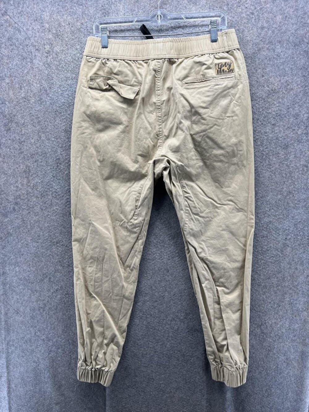 ITALYMORN Pants Mens Medium Beige Jogger Slim Fit Elastic Waist Cuffed Casual - Picture 9 of 11